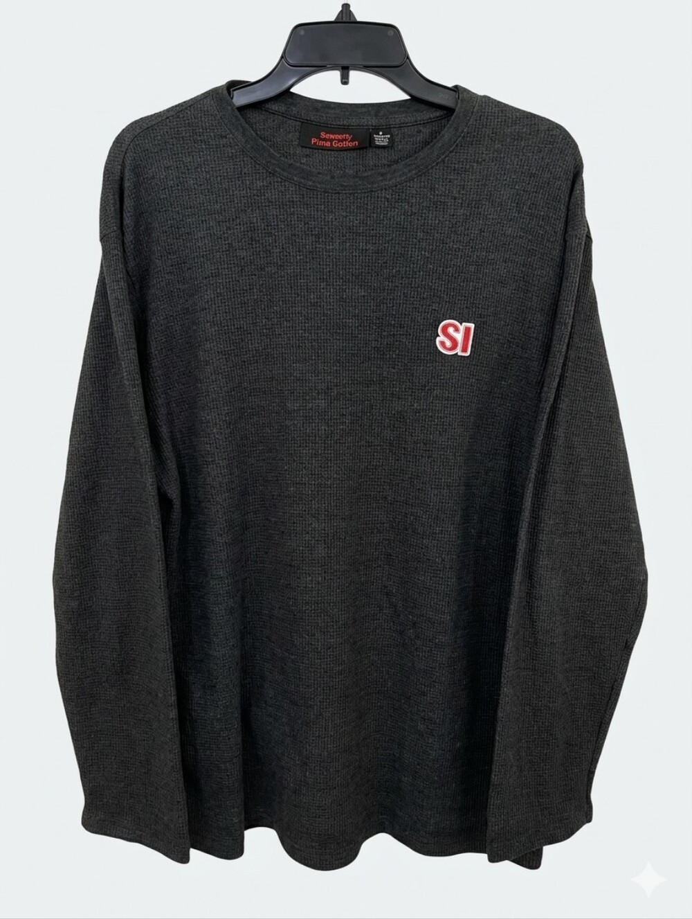 Sports Illustrated Retro Gray Long Sleeve Thermal Crewneck Shirt Sweater Top